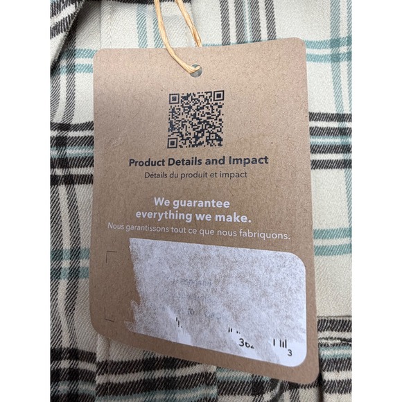 Patagonia Women's Canyonite Flannel Shirt XL Plaid Tan Teal Performance Stretch - Picture 7 of 7